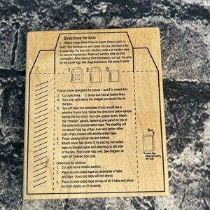 Art Gone Wild V1-1223 Large Box Template Rubber on Wood 2001 Ink Stamp 5"x4"